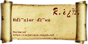 Rösler Éva névjegykártya